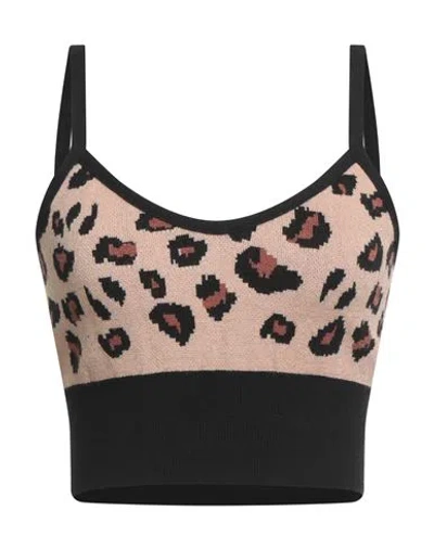 SIMONA CORSELLINI SIMONA CORSELLINI WOMAN TOP BEIGE SIZE M VISCOSE, POLYESTER, POLYAMIDE