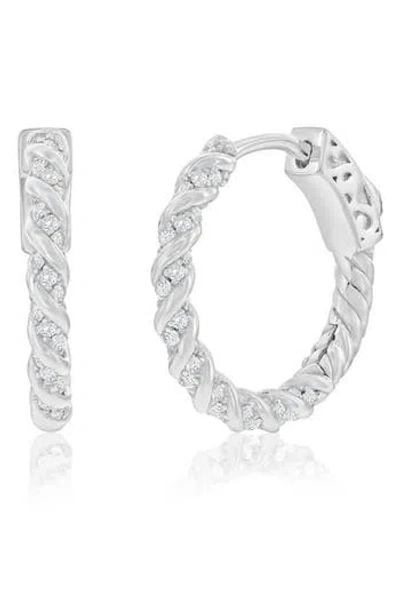 SIMONA SIMONA CUBIC ZIRCONIA ROPE HUGGIE HOOP EARRINGS