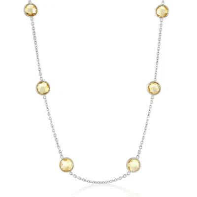 SIMONA STERLING SILVER, BEZEL-SET 7MM ROUND GEM STATION NECKLACE