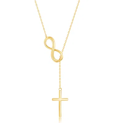 SIMONA STERLING SILVER CENTER INFINITY WITH HANGING CHAIN AND CROSS NECKLACE
