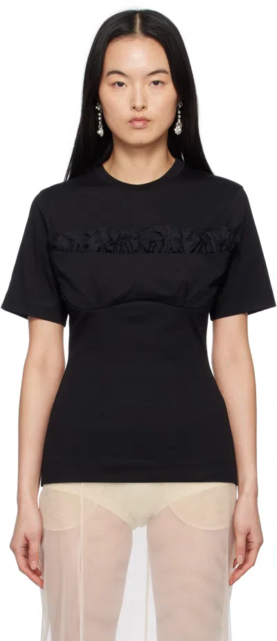 SIMONE ROCHA BLACK BALCONETTE BUST DETAIL T-SHIRT