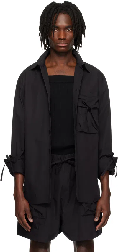 SIMONE ROCHA BLACK BOW DETAIL WORKWEAR SHIRT