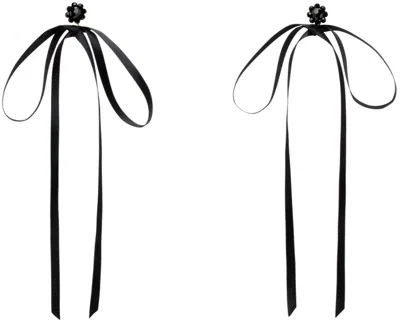 SIMONE ROCHA BLACK BOW RIBBON STUD EARRINGS