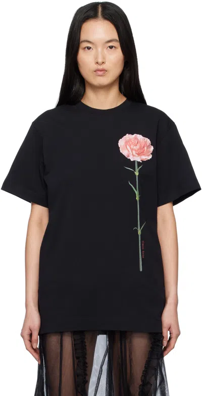 SIMONE ROCHA BLACK CARNATION PRINT SHORT SLEEVE T-SHIRT