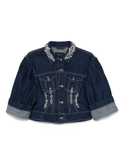 SIMONE ROCHA CRYSTAL-EMBELLISHED DENIM JACKET