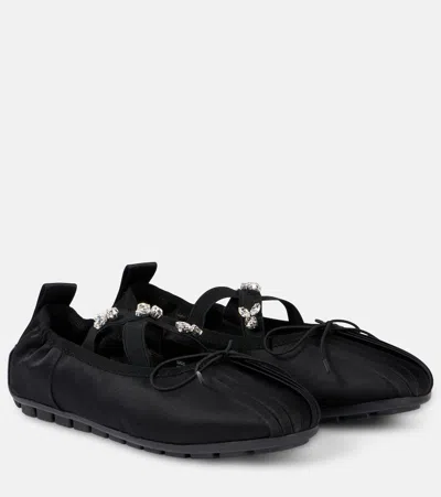 SIMONE ROCHA EMBELLISHED SATIN BALLET FLATS