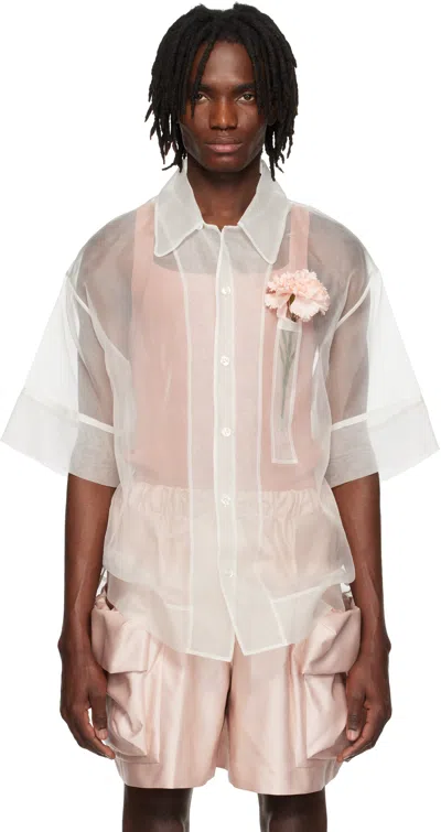 SIMONE ROCHA OFF-WHITE CARNATION POCKET BOXY SHIRT