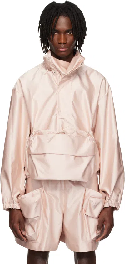 SIMONE ROCHA PINK DRAWSTRING CARGO FLAP POCKET DETAIL JACKET