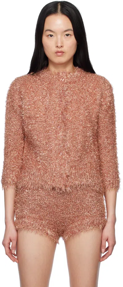 SIMONE ROCHA PINK TINSEL KNIT CARDIGAN