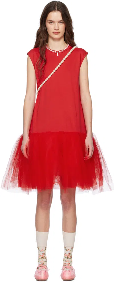 SIMONE ROCHA RED RELAXED BALLET TUTU MIDI DRESS