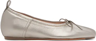 SIMONE ROCHA SILVER CLASSIC PLEATED BALLERINA FLATS