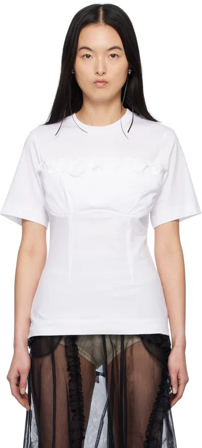 SIMONE ROCHA WHITE BALCONETTE BUST DETAIL T-SHIRT