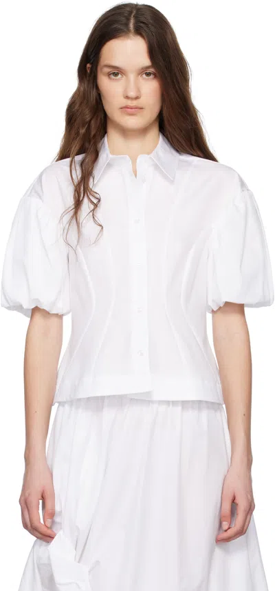 SIMONE ROCHA WHITE CROPPED PUFF SLEEVE SHIRT
