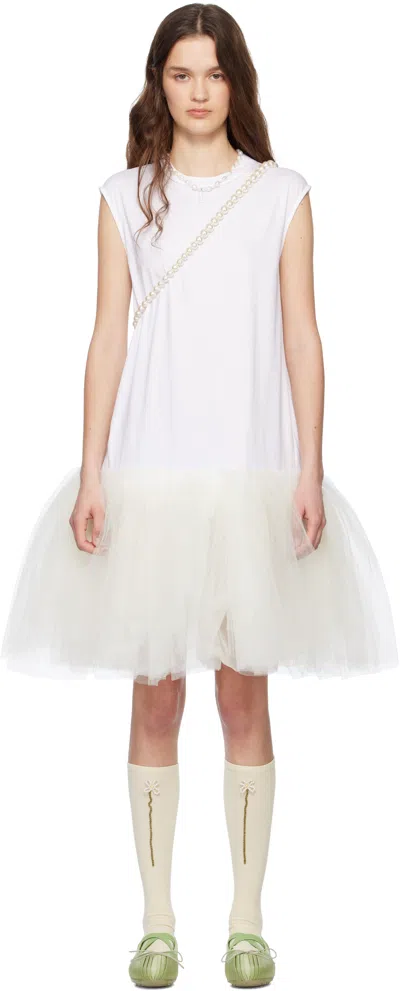 SIMONE ROCHA WHITE RELAXED BALLET TUTU MIDI DRESS
