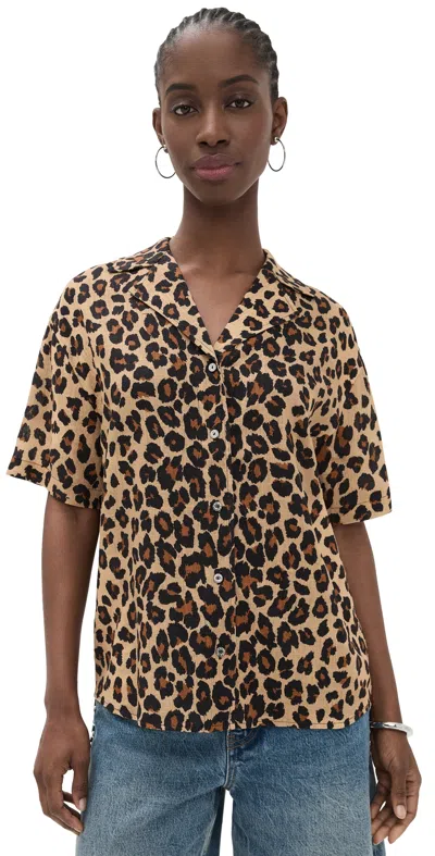 SIMONMILLER BIA LINEN CAMP SHIRT LEOPARD