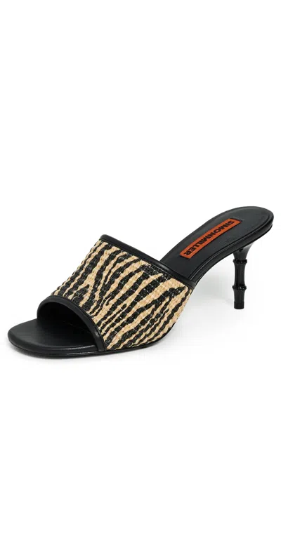 SIMONMILLER PLAYA HEEL SANDALS BLACK/NATURAL ZEBRA