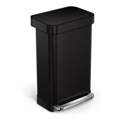 SIMPLEHUMAN 45 LITER RECTANGULAR LINER RIM KITCHEN TRASH CAN WITH LINER POCKET
