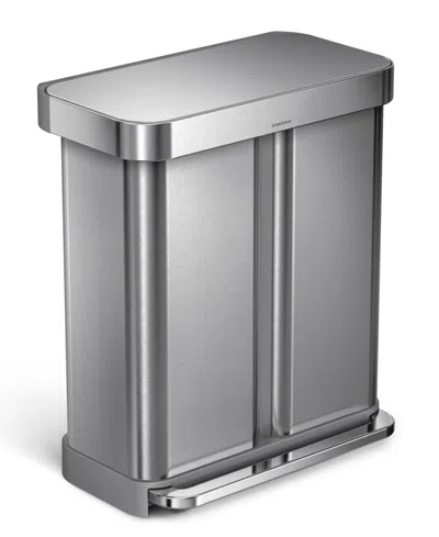 SIMPLEHUMAN BRUSHED STAINLESS STEEL 58L DUAL COMPARTMENT RECYCLER