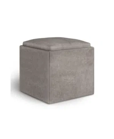 SIMPLI HOME ROCKWOOD CUBE STORAGE OTTOMAN WITH TRAY