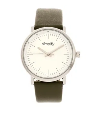 SIMPLIFY QUARTZ THE 6200 WHITE DIAL, GENUINE OLIVE LEATHER WATCH 39MM