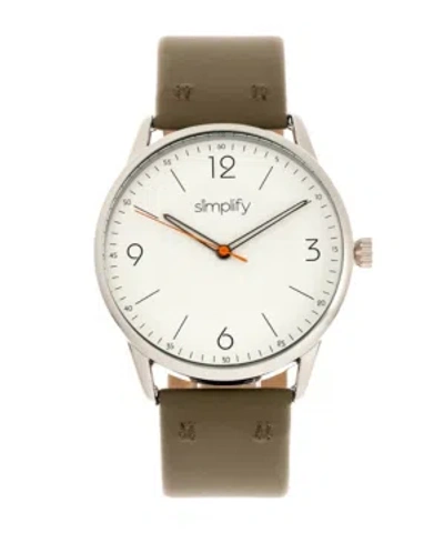 SIMPLIFY QUARTZ THE 6300 WHITE DIAL, GENUINE OLIVE LEATHER WATCH 41MM