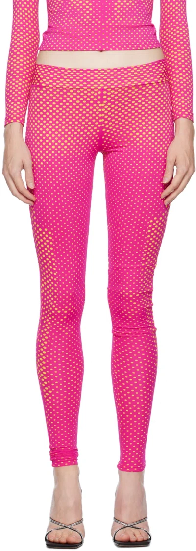 SINEAD GOREY PINK LASER-CUT LEGGINGS