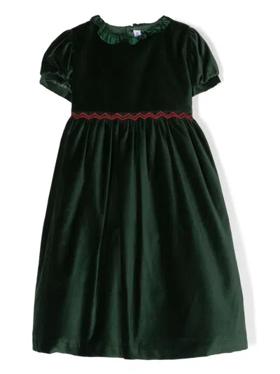 SIOLA VELVET-EFFECT EMBROIDERED-DETAIL DRESS