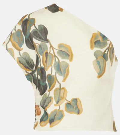 SIR BELLETTO ASYMMETRIC LINEN CROP TOP