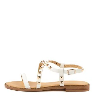 SIREN SIREN BILIBY WHITE LEATHER WOMENS SHOES CASUAL SANDALS SANDALS FLAT