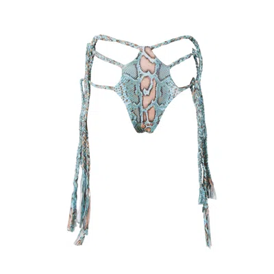 SIREN SWIMWEAR WOMEN'S SIREN MERMAID BRAIDED BIKINI BOTTOM IN BLUE SNAKE