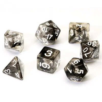 SIRIUS DICE 7 PIECE TRANSPARENT CLOUD DICE SET - BLACK & WHITE