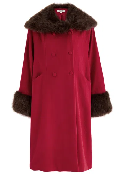 SISTER JANE SISTER JANE SCULPTURE FAUX FUR-TRIMMED FELT COAT