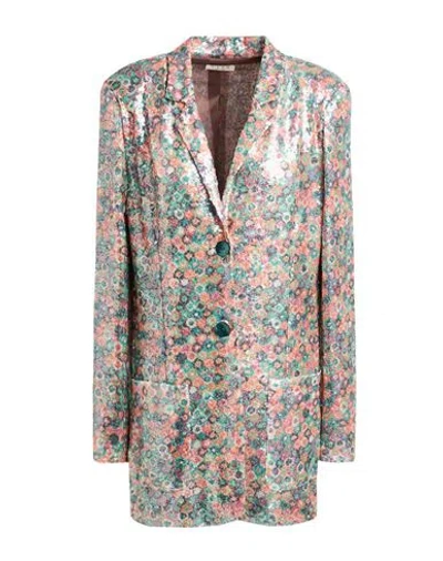 SIYU SIYU WOMAN BLAZER GREEN SIZE 10 POLYESTER, ELASTANE