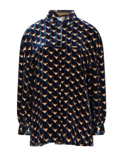 SIYU SIYU WOMAN SHIRT BLUE SIZE 6 VISCOSE, SILK