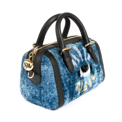 SJW BAGS LONDON WOMEN'S BLUE / BLACK MIGNON EYE MINI DUFFLE IKAT BAG
