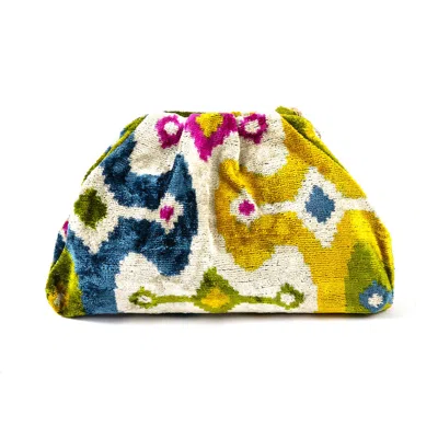 SJW BAGS LONDON WOMEN'S NEUTRALS / BLUE / PINK VICTORIA IKAT MULTICOLOUR BAG - ROYAL BLUE, YELLOW, BEIGE, GREEN, PIN