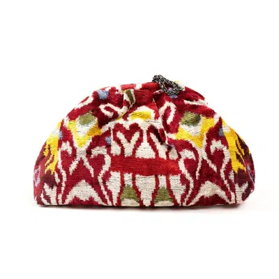 SJW BAGS LONDON WOMEN'S RED / YELLOW VICTORIA IKAT MULTICOLOUR BAG IN CREAM, RED, BLUE, YELLOW