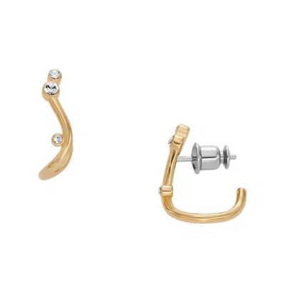 SKAGEN WOMEN'S GLITZ WAVE GOLD-TONE STAINLESS STEEL HOOP EARRINGS
