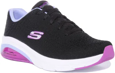 SKECHERS SKECHERS KLASSISCH VIBE DAMEN SCHNÜRER NETZ TURNSCHUHE SCHWARZ ROSA UK SIZE 4 -