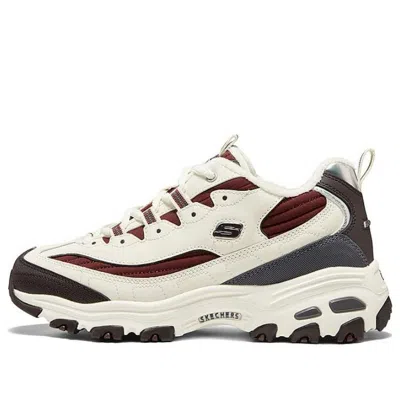 SKECHERS (WMNS) Skechers D'Lites Zip Along Shoes 'White Burgundy Grey'