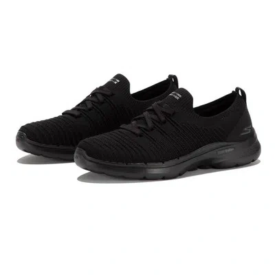 SKECHERS SKECHERS WOMENS GOWALK 6 FUN WAVES WALKING SHOES BLACK SPORTS OUTDOORS