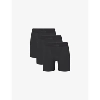 SKIMS MENS SKIMS BRANDED-WAISTBAND 5IN PACK OF THREE STRETCH-COTTON BOXER BRIEFS
