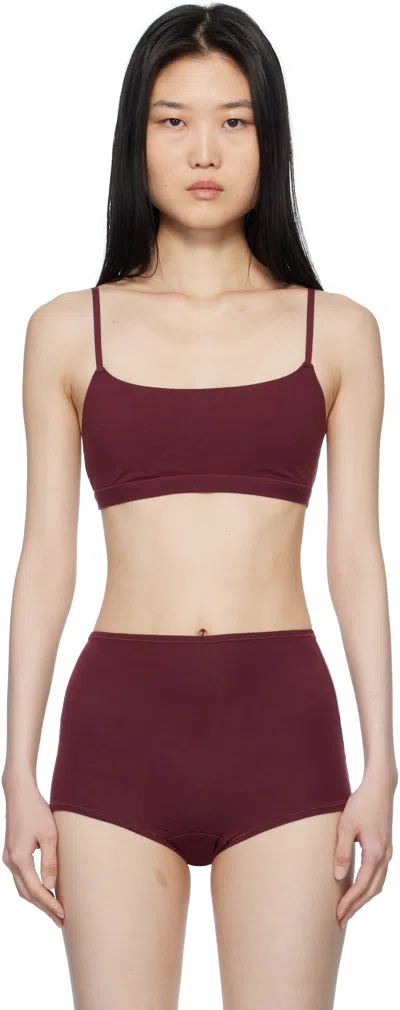 SKIMS TWO-PACK RED & BURGUNDY COTTON JERSEY SCOOP BRALETTES
