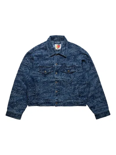 SKY HIGH FARM ANGRY CHORE "GREEN" DENIM JACKET