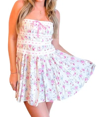 SKY TO MOON BERRIES FLORAL MINI DRESS IN PINK