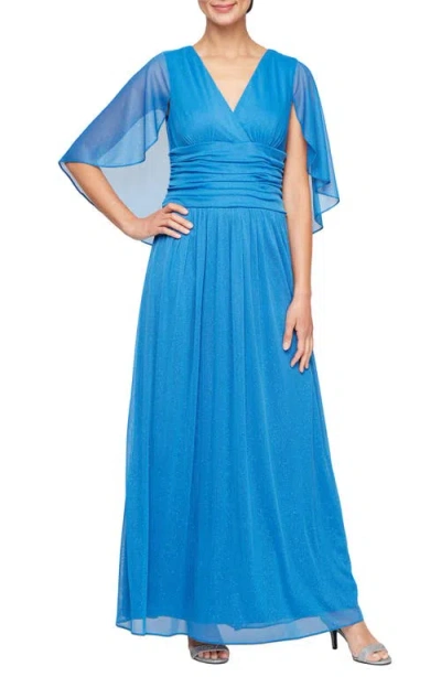 SL FASHIONS SL FASHIONS SHIMMER CAPELET GOWN