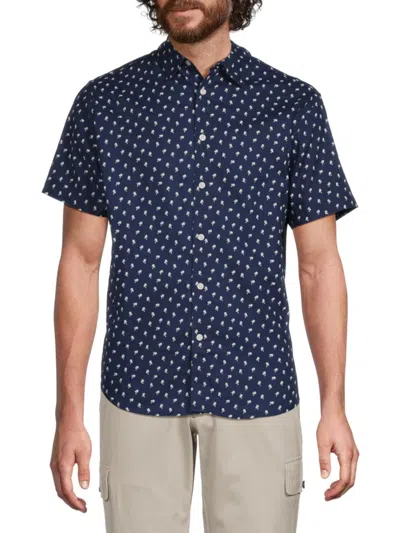 SLATE & STONE MEN'S PRINT LINEN BLEND SHIRT