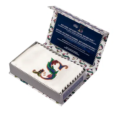 SLIP SLIP PURE SILK EMBROIDERED INITIALS PILLOWCASE