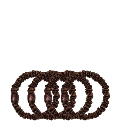 SLIP PURE SILK SKINNY SCRUNCHIES - DARK BROWN