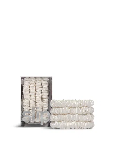 SLIP PURE SILK SKINNY SCRUNCHIES WHITE